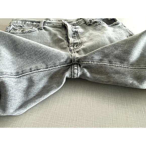 Mother Sz 28 The Scrapper Cuff Ankle Fray Jeans Gray High Rise Straight Stretch - Picture 10 of 13